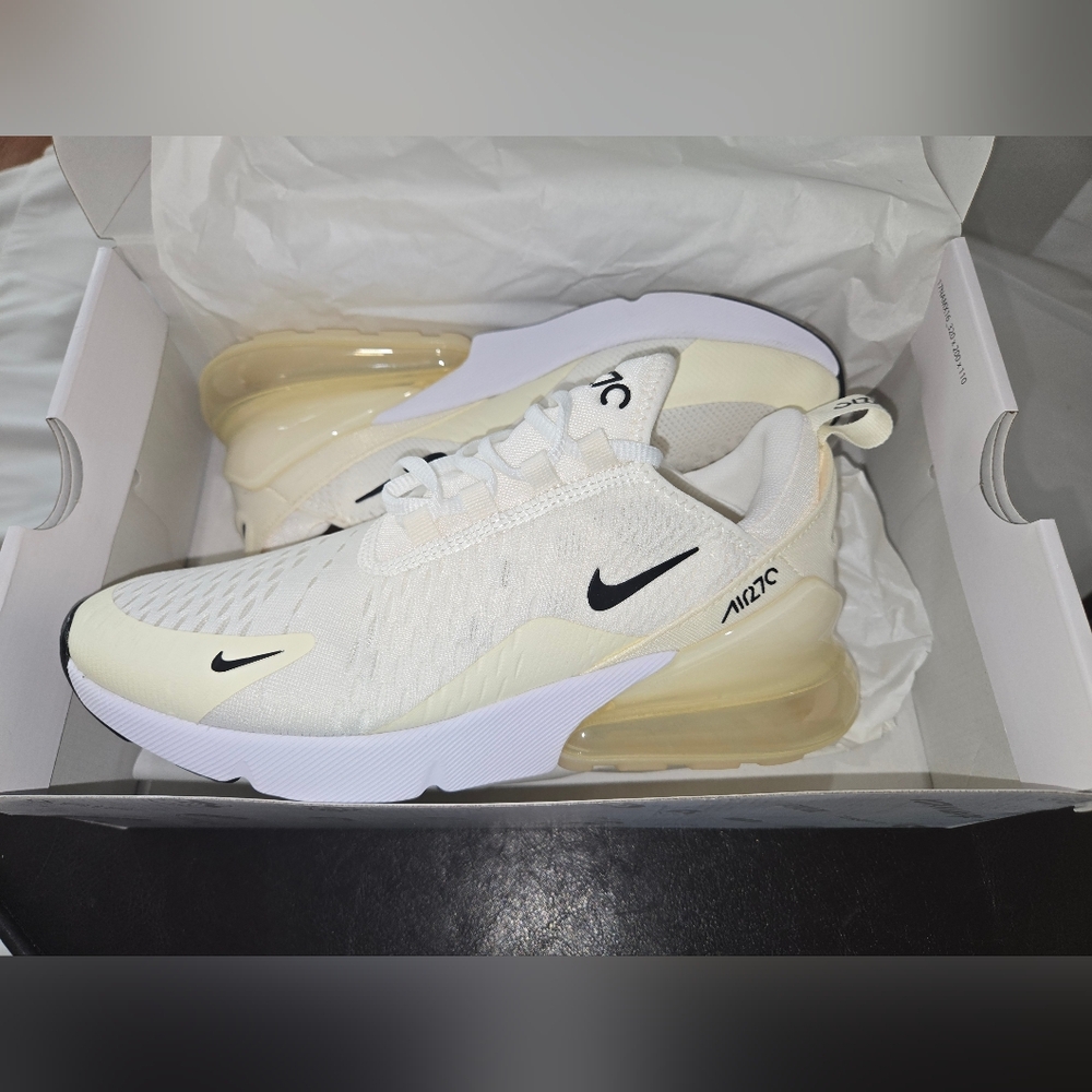 Nike Air Max 270 White and Cream Sneakers